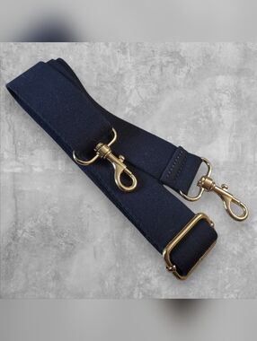 Adjustable Navy Canvas Bag Strap with Gold Hardware Good Condition